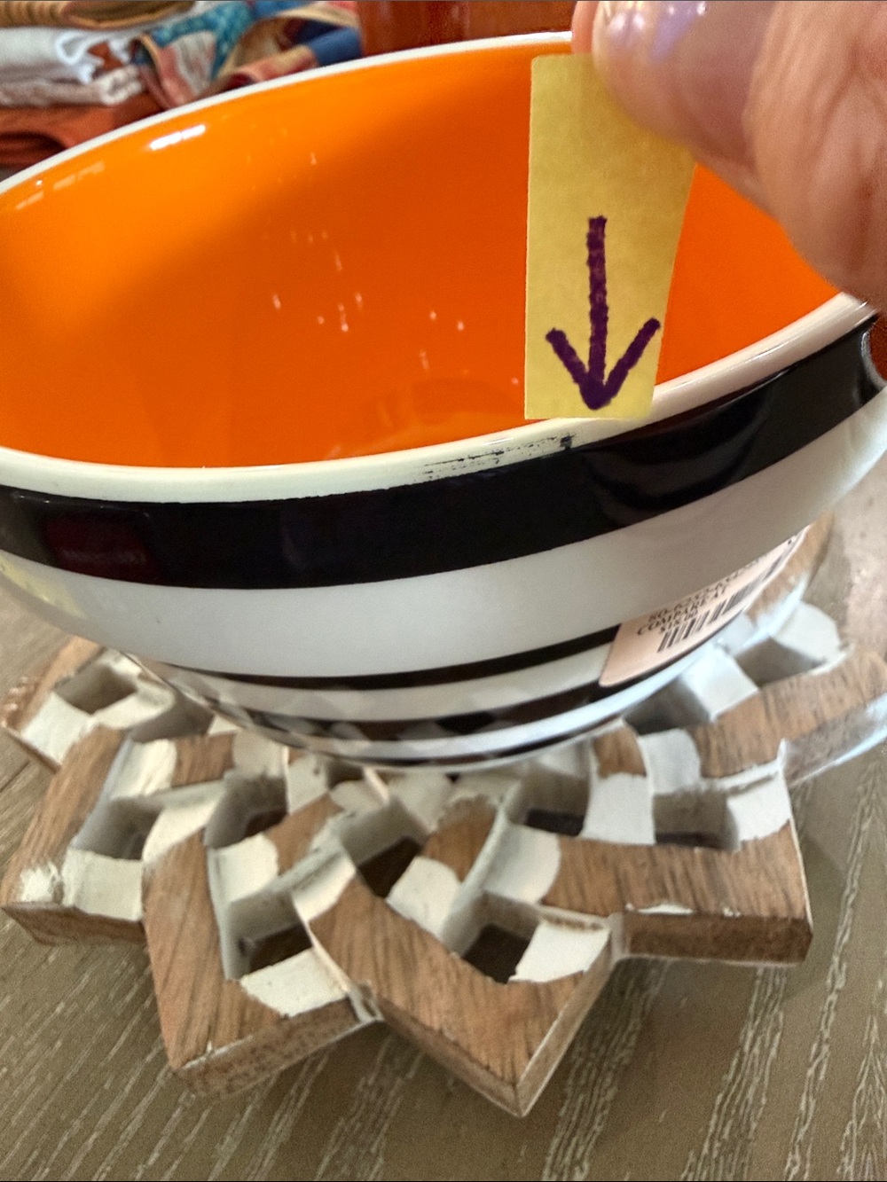 Orange/Black Striped Sm Mixing serving bowls Set of 3 Ceramic Nesting Bowls NWT - Picture 11 of 12
